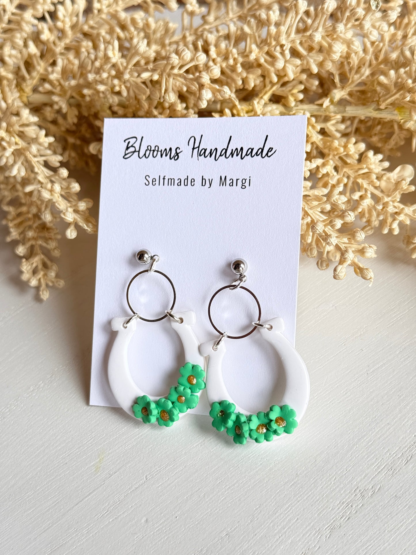 Handmade Glitter Horseshoe Earrings: St. Patrick's Day Charm Jewelry