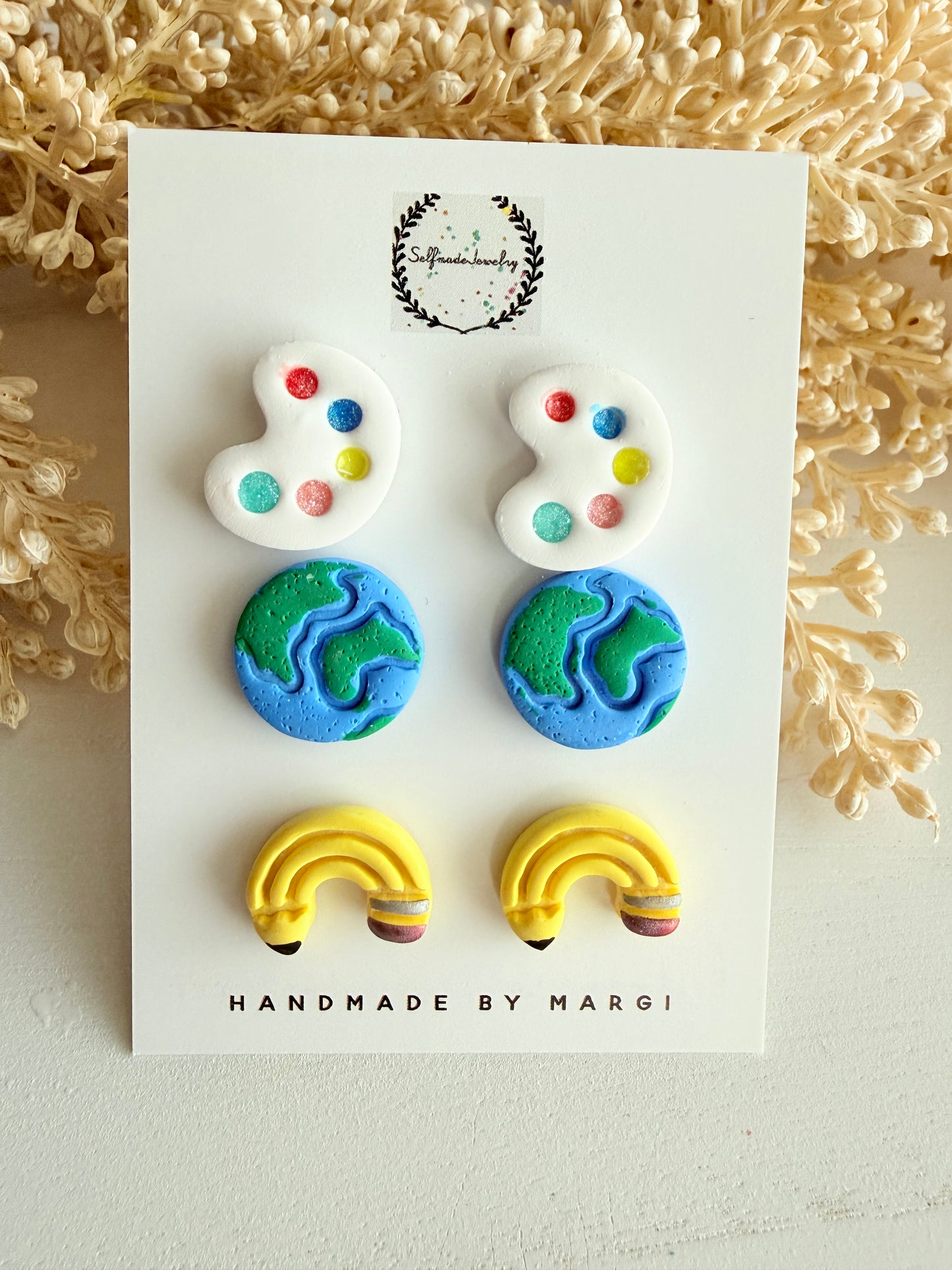 Handmade Polymer Clay Teacher Earrings, Apple Pencil Notebook Dangle, School Jewelry