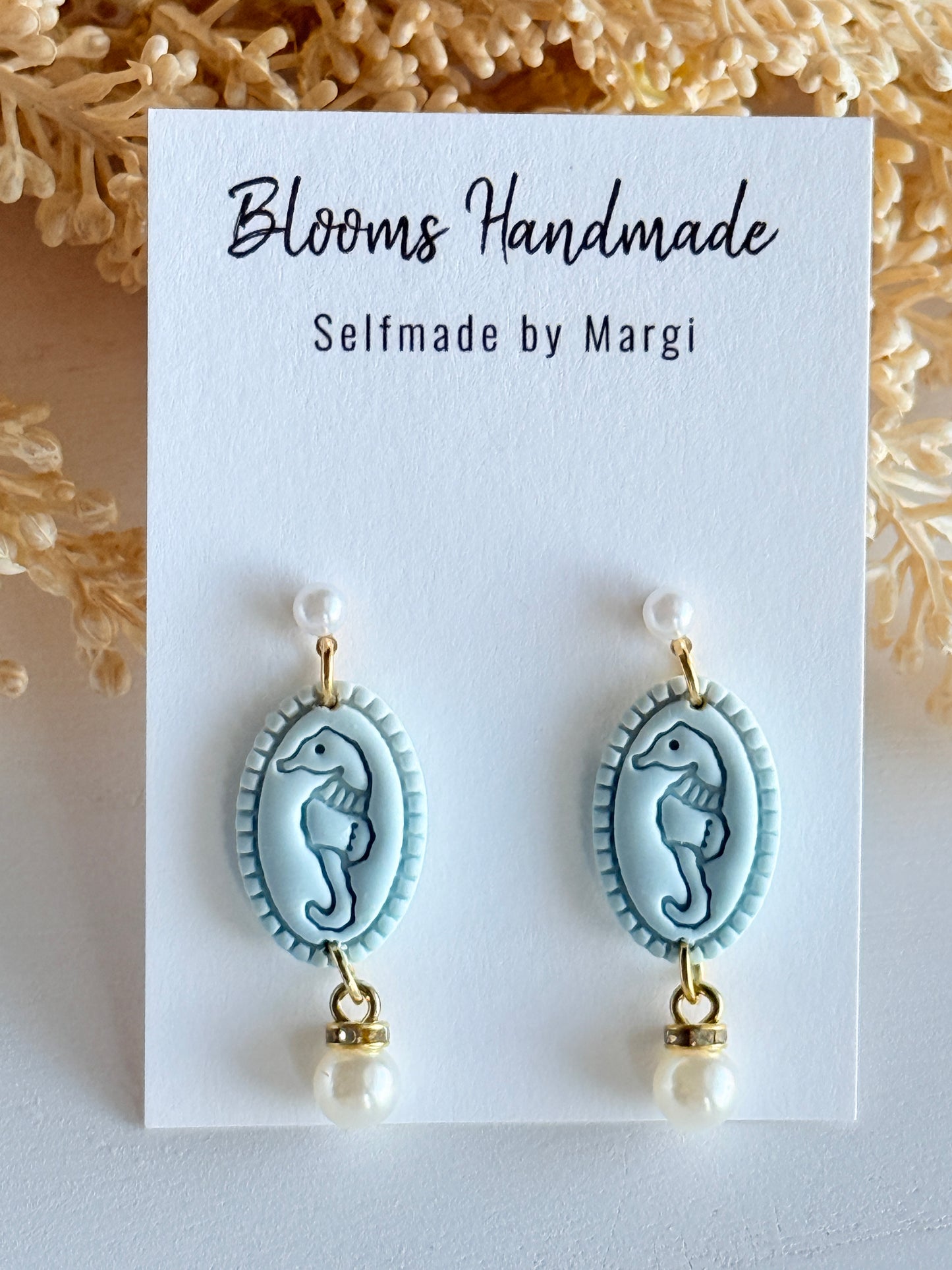 Coastal Polymer Clay Earrings with Sea Charms, Handmade Ocean Jewelry, Beach Theme Dangle