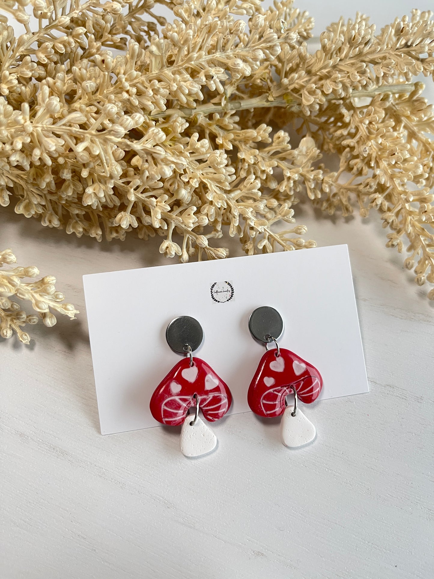 Valentine’s Day Mashroom with Hearts Earrings