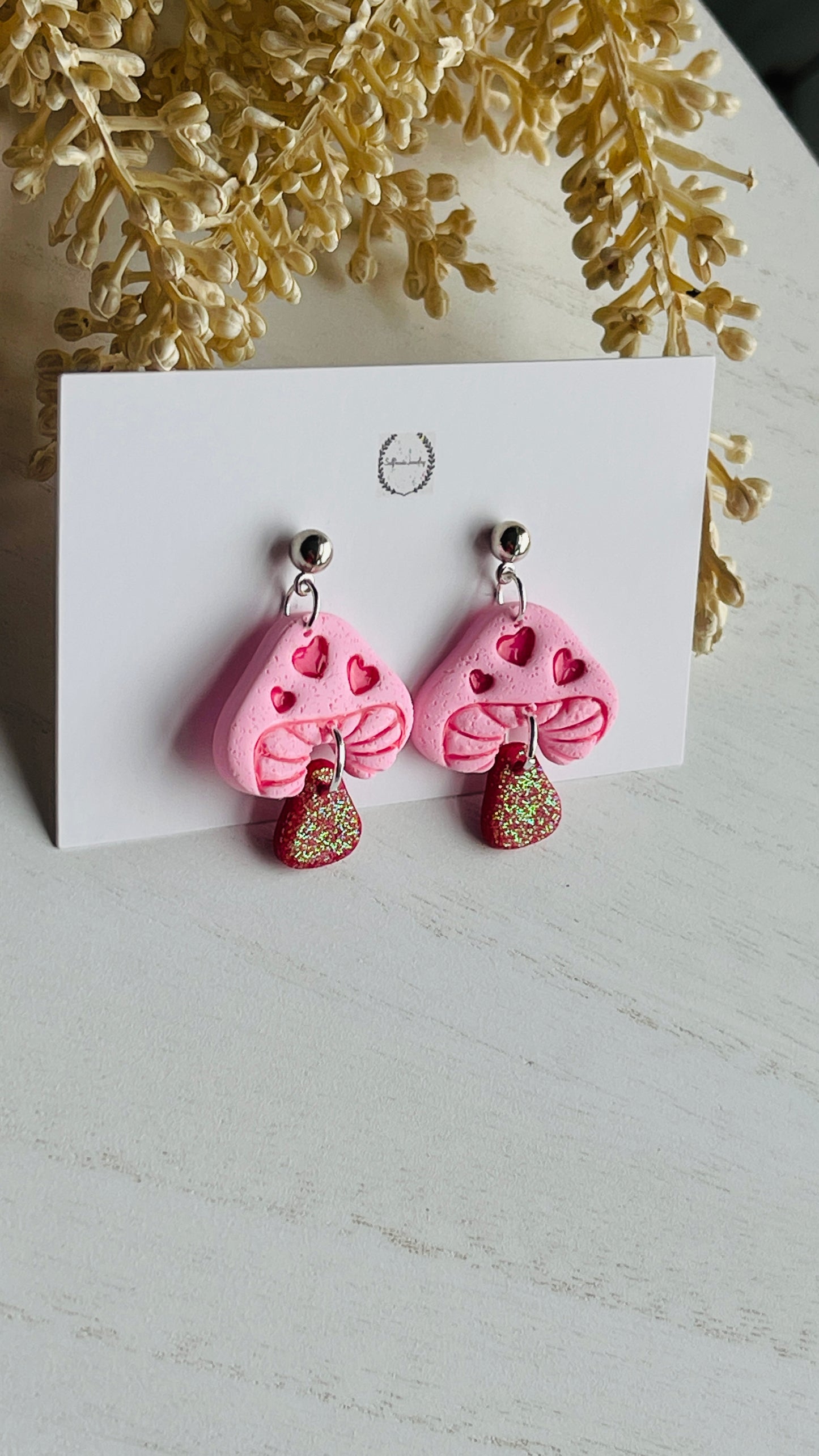 Valentine’s Day Mashroom with Hearts Earrings