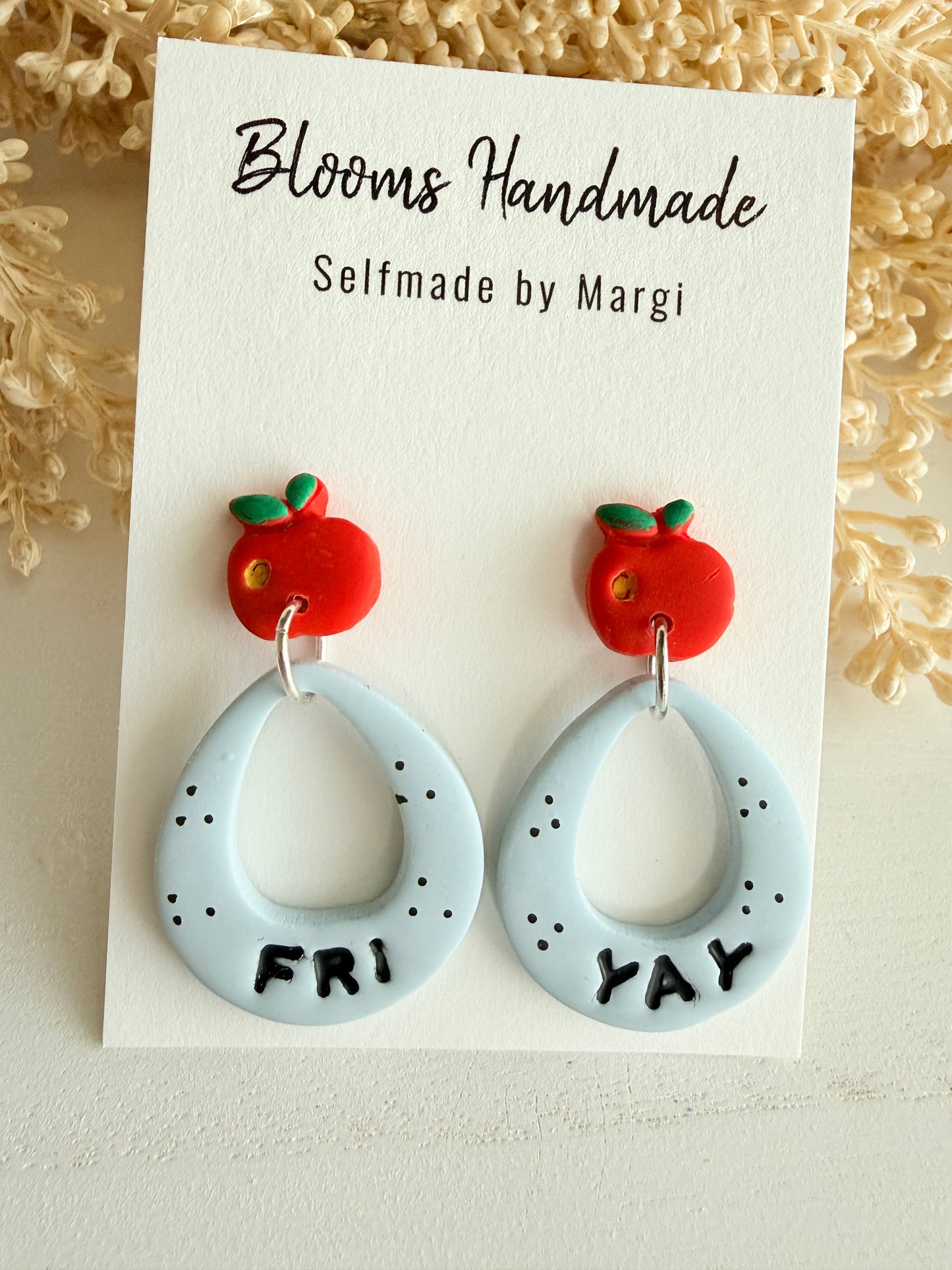 Handmade Polymer Clay Teacher Earrings, Apple Pencil Notebook Dangle, School Jewelry