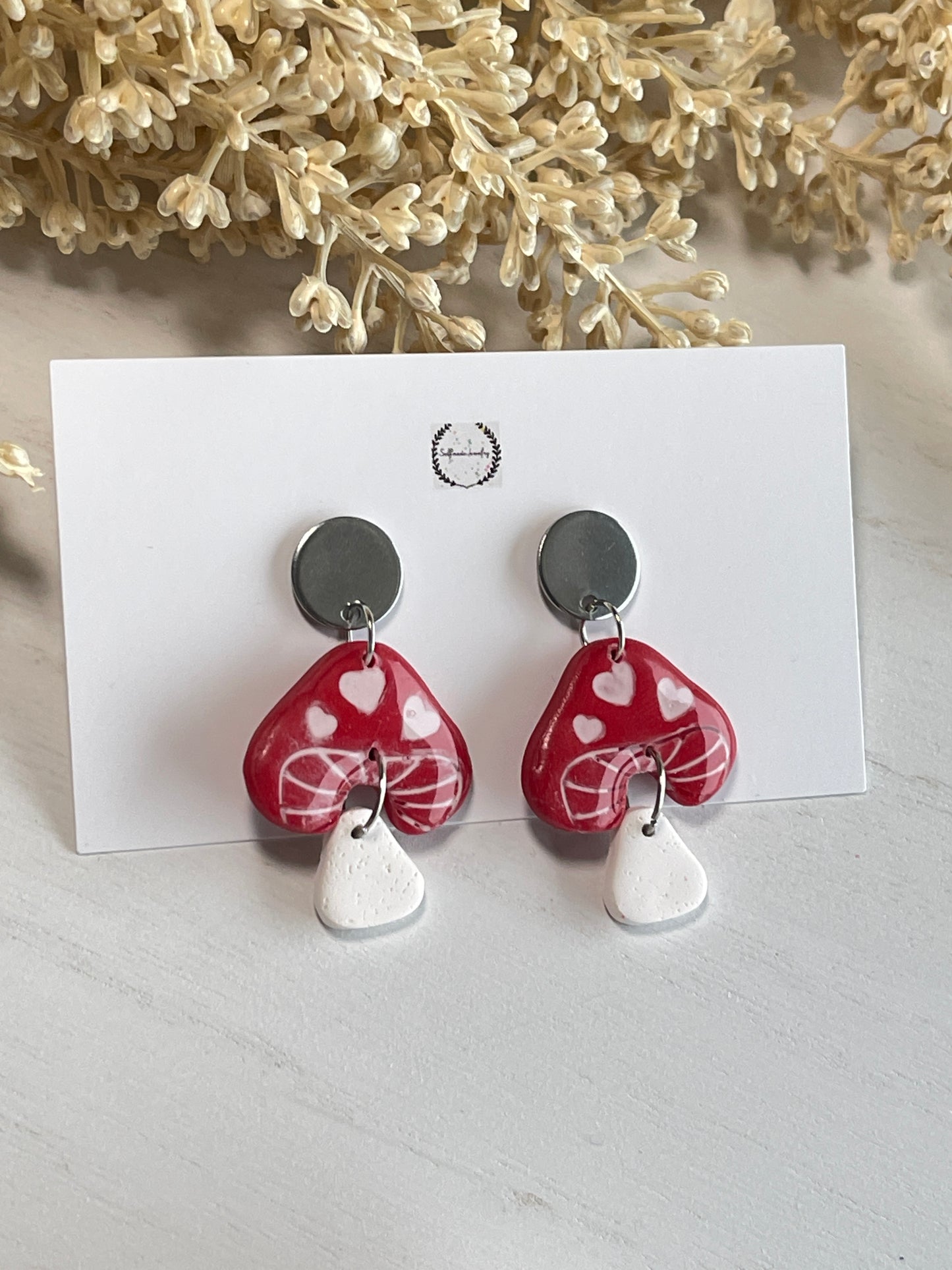 Valentine’s Day Mashroom with Hearts Earrings