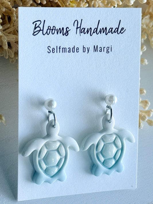Coastal Polymer Clay Earrings with Sea Charms, Handmade Ocean Jewelry, Beach Theme Dangle