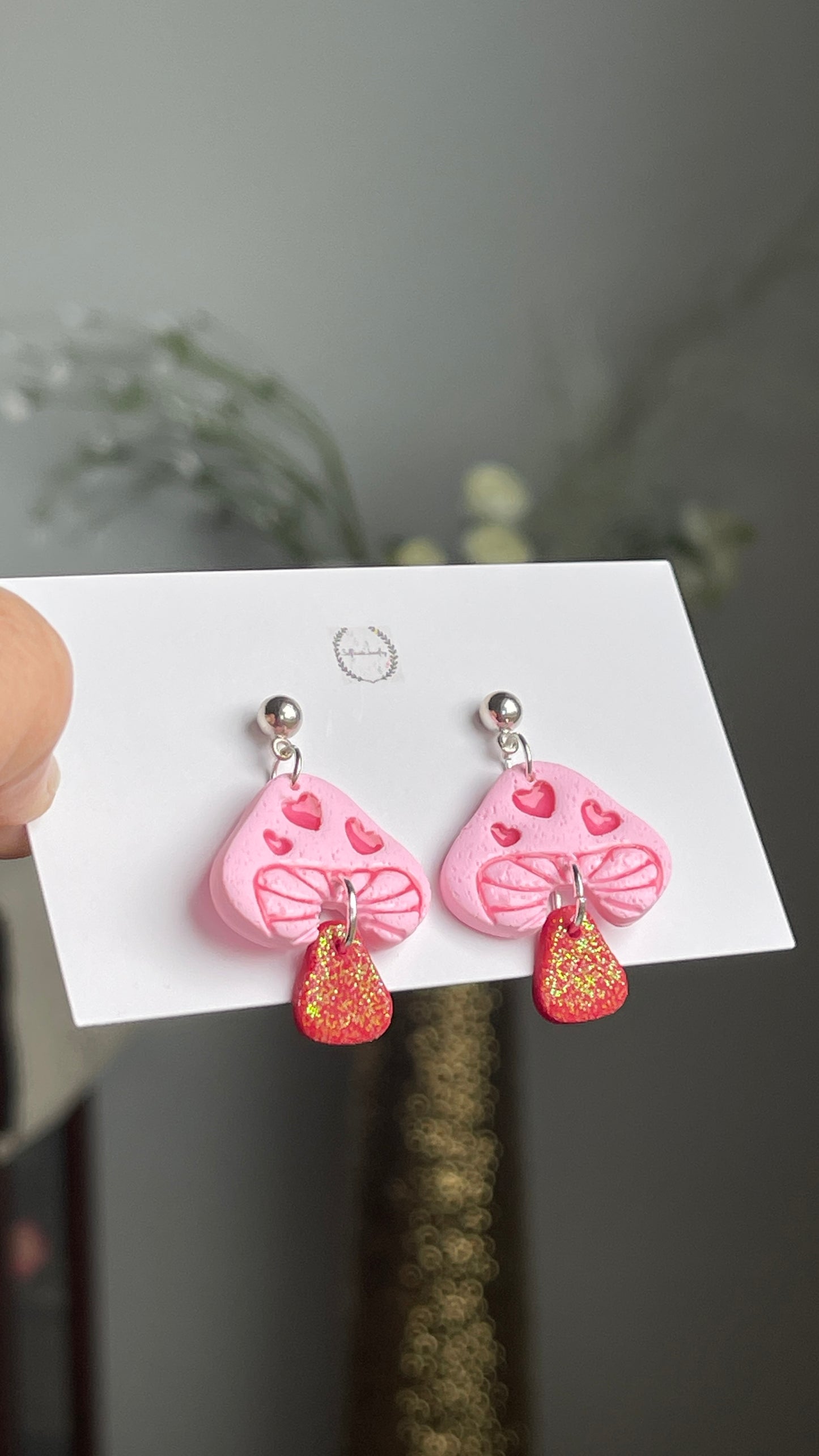 Valentine’s Day Mashroom with Hearts Earrings