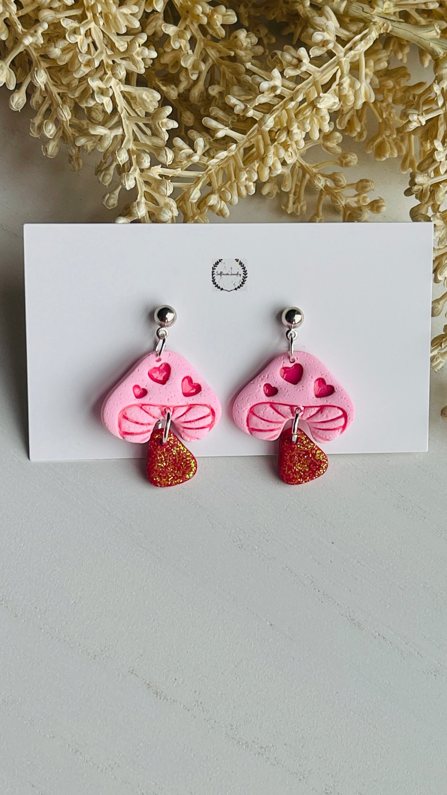 Valentine’s Day Mashroom with Hearts Earrings