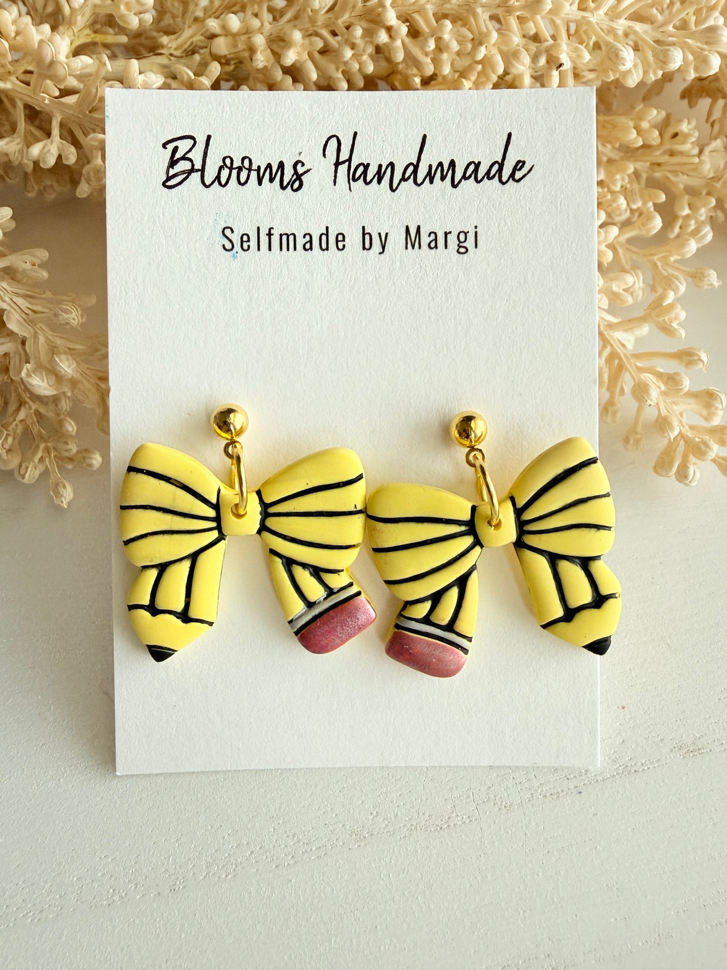 Handmade Polymer Clay Teacher Earrings, Apple Pencil Notebook Dangle, School Jewelry