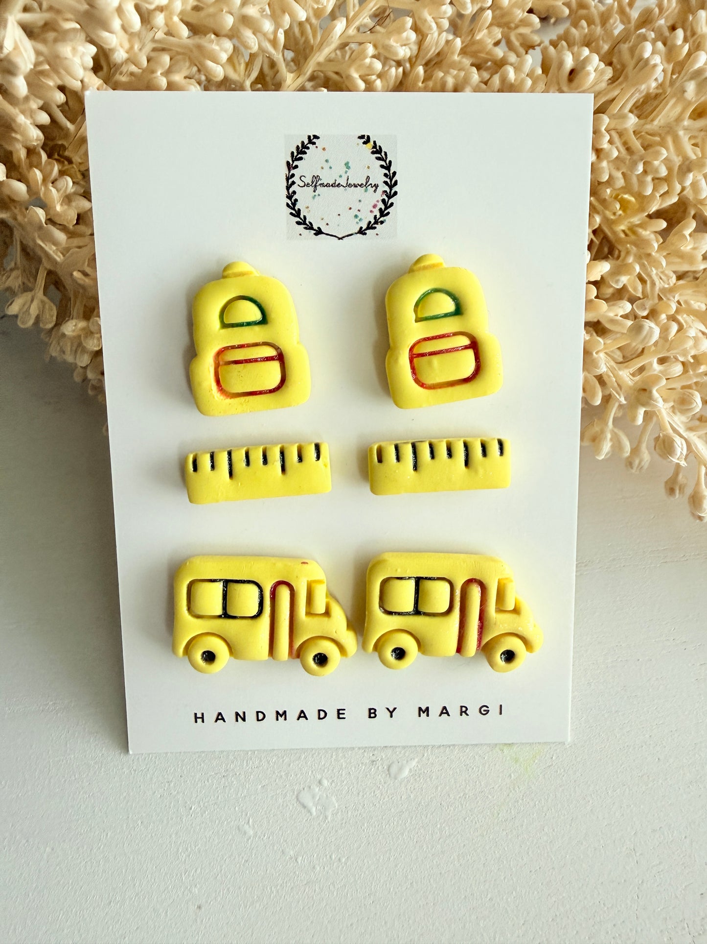 Handmade Polymer Clay Teacher Earrings, Apple Pencil Notebook Dangle, School Jewelry