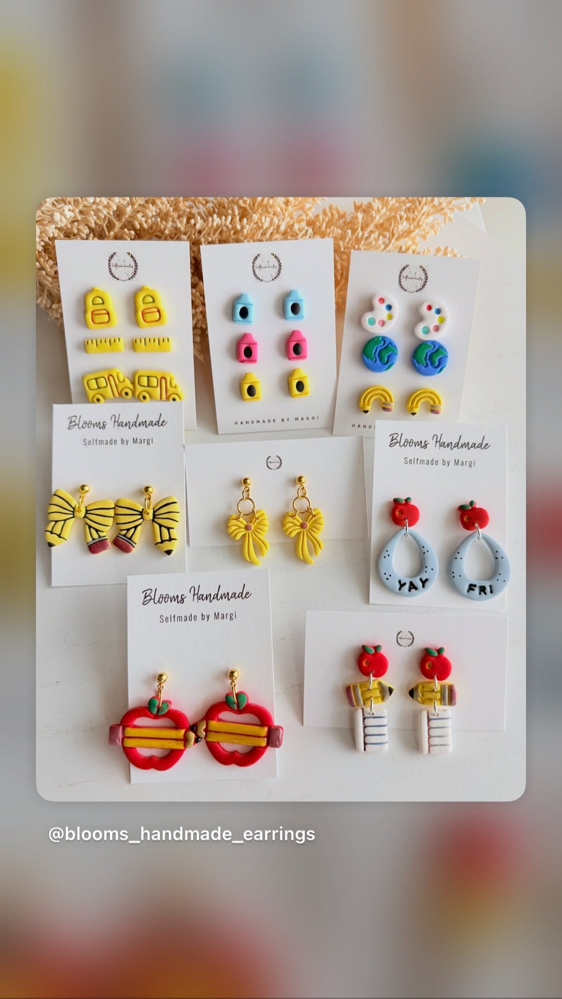 Handmade Polymer Clay Teacher Earrings, Apple Pencil Notebook Dangle, School Jewelry