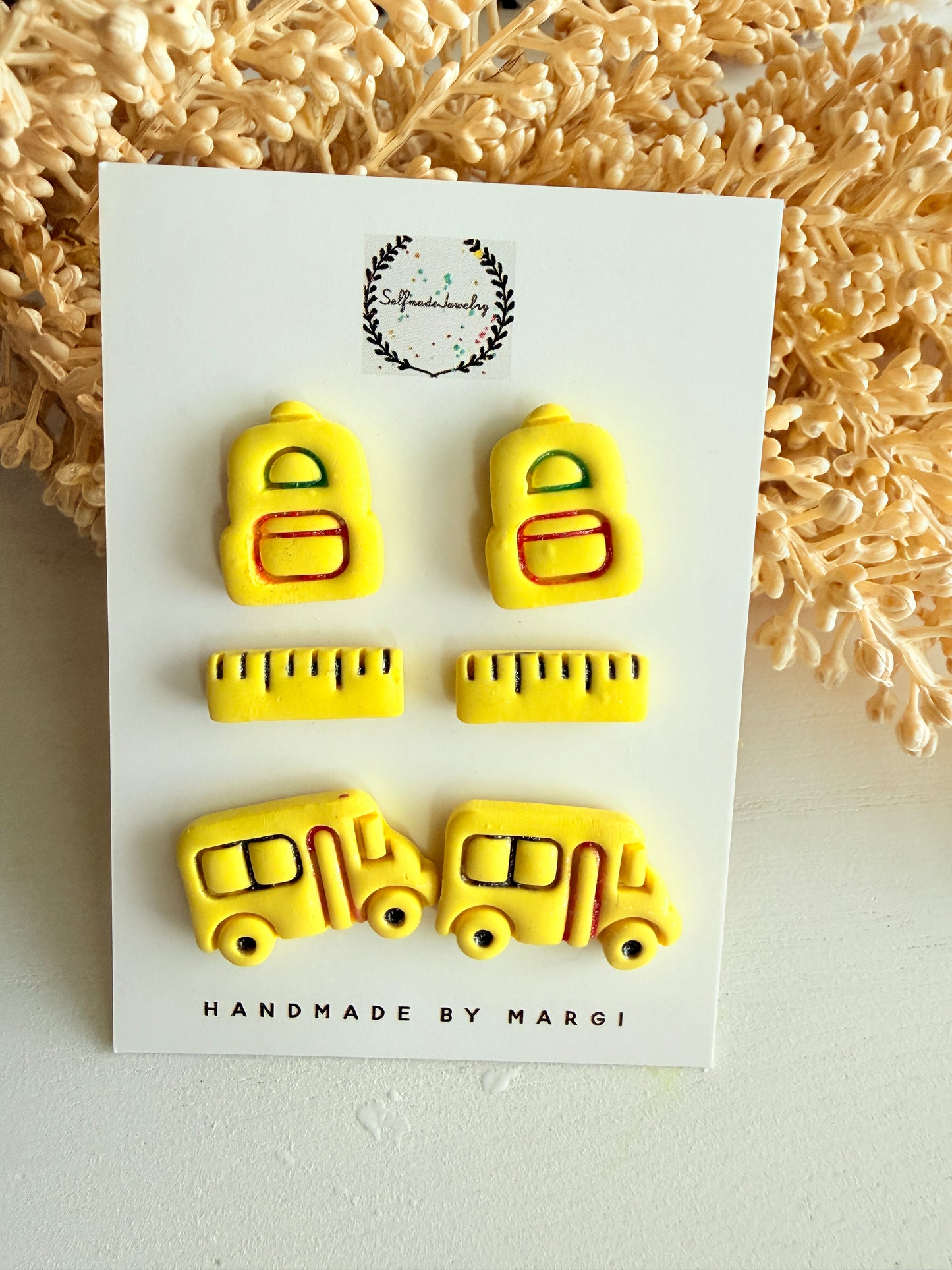 Handmade Polymer Clay Teacher Earrings, Apple Pencil Notebook Dangle, School Jewelry