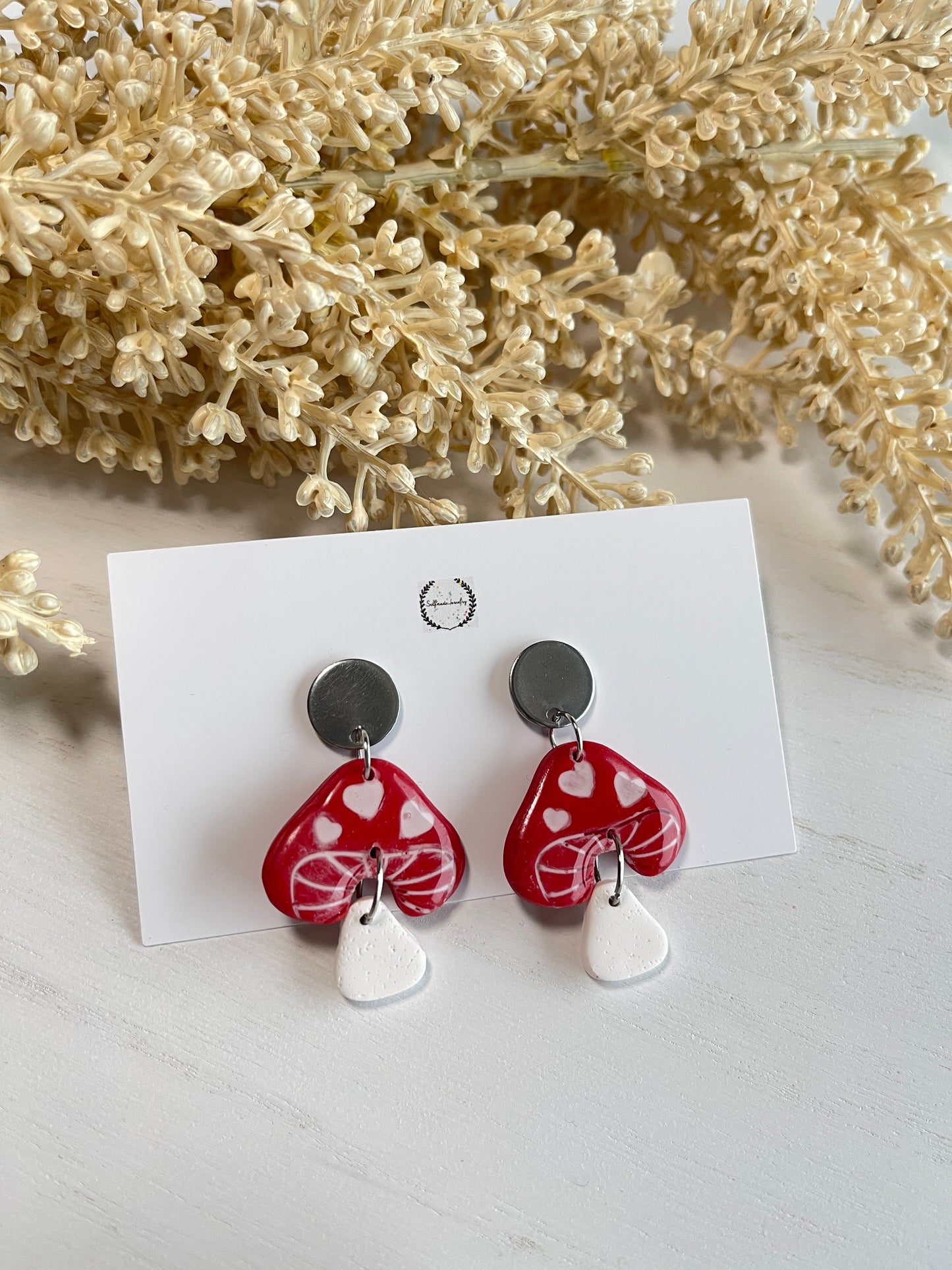 Valentine’s Day Mashroom with Hearts Earrings