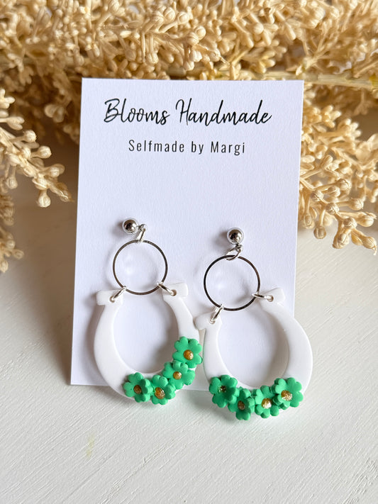 Handmade Glitter Horseshoe Earrings: St. Patrick's Day Charm Jewelry