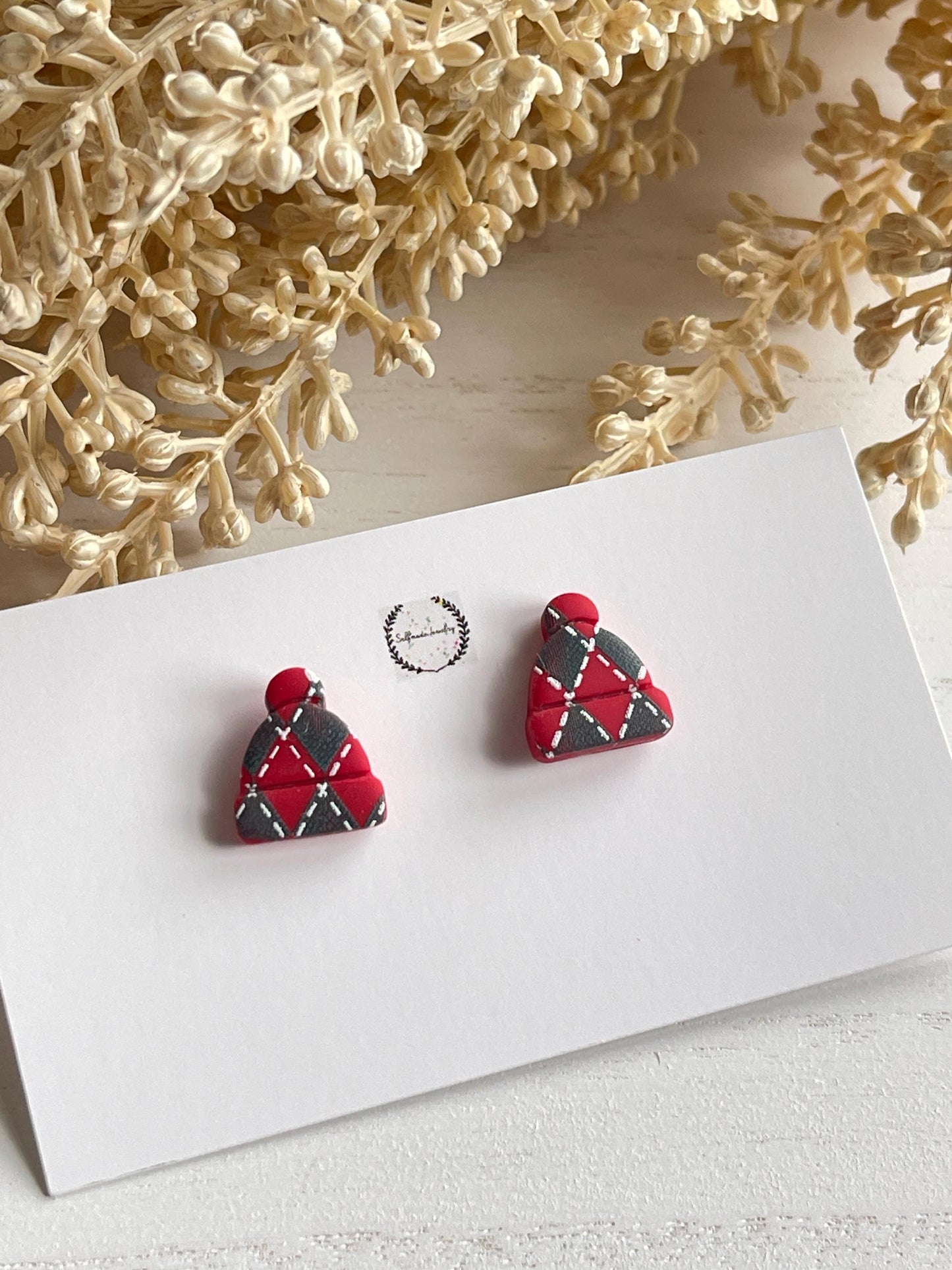 Winter plaid studs