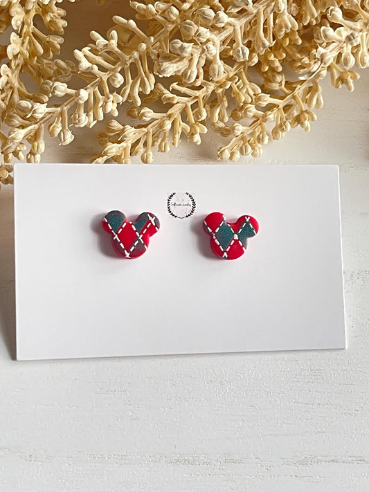 Cute cartoon plaid Studs